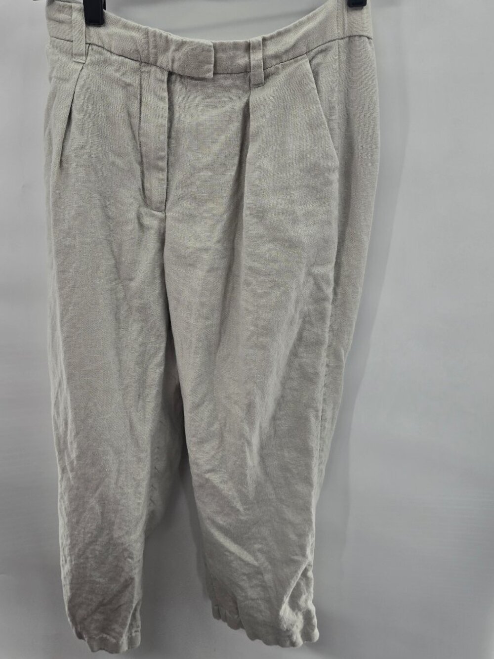 Abercrombie & Fitch Oatmeal Linen Collection Pleated Trousers Size 27